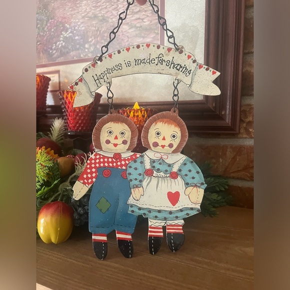 Rare Vintage 1973 Raggedy Ann & Andy Hanging Wall Decor - Picture 4 of 5